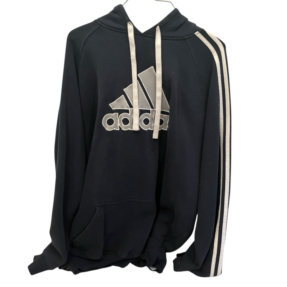 Adidas Black and Cream Sweatshirt with Signature Stripes